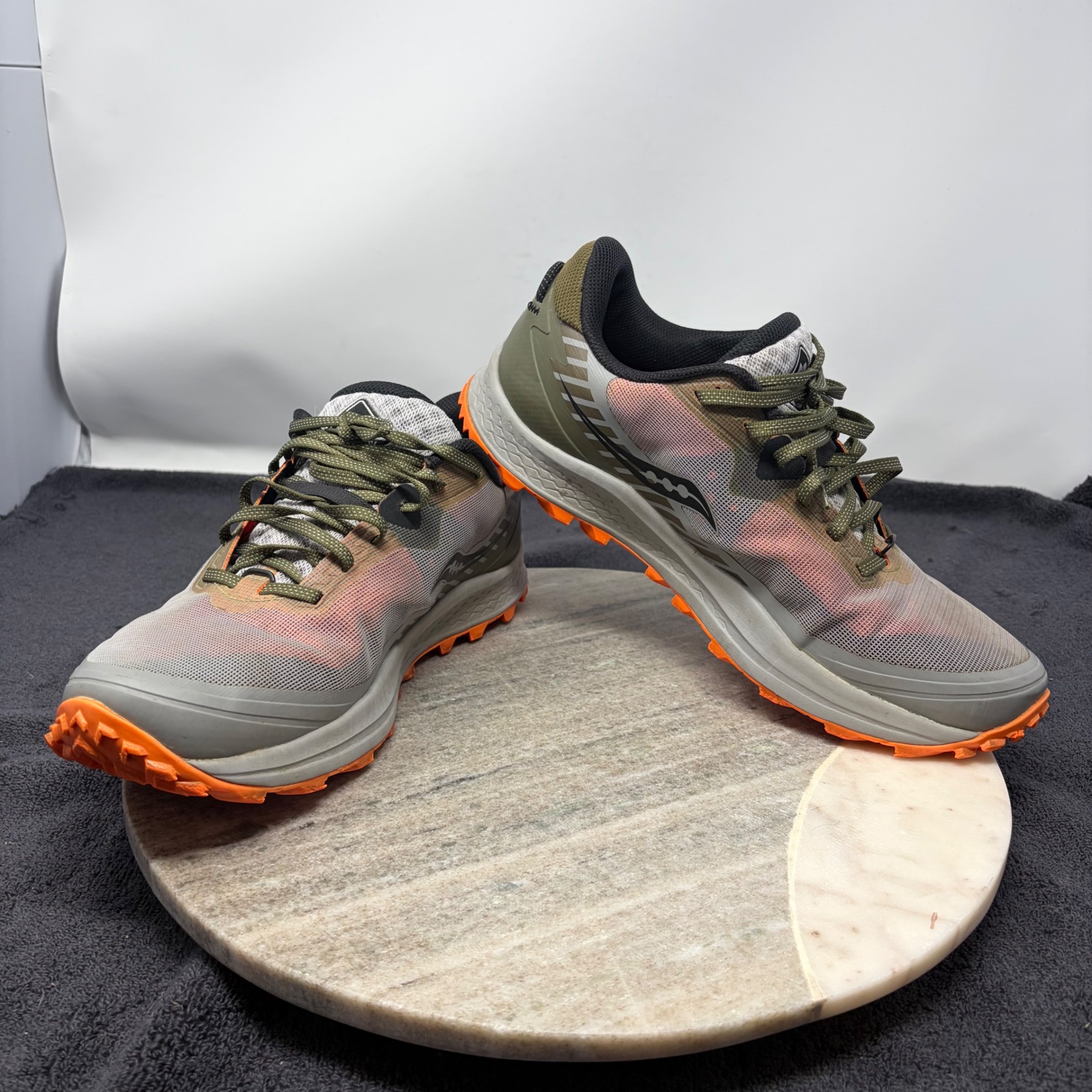 Saucony Peregrine 11 Mens Trail Running Shoes Olive Orange Size 10 Trailcore